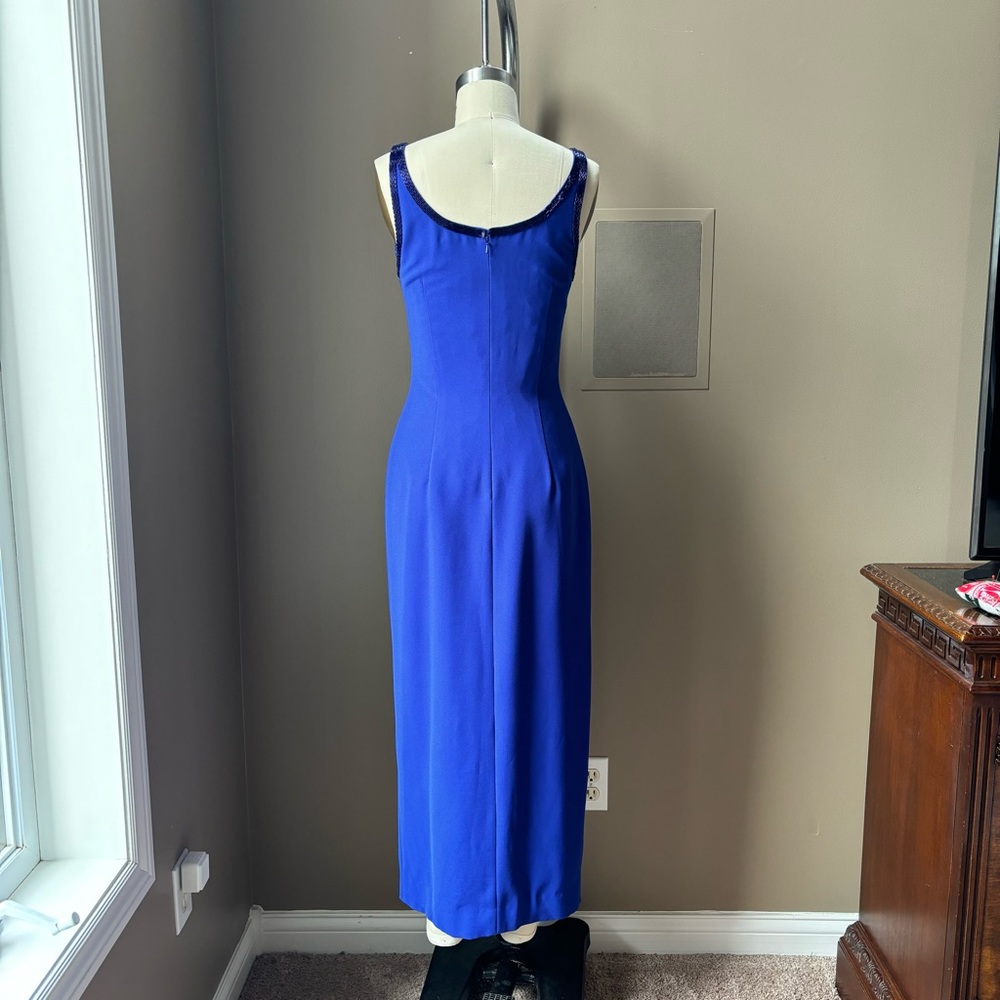 Precious Formals VTG 90s Blue Formal/Prom/Party Beaded Dress Sz 4 - Picture 6 of 15